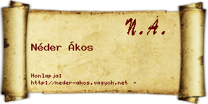 Néder Ákos névjegykártya